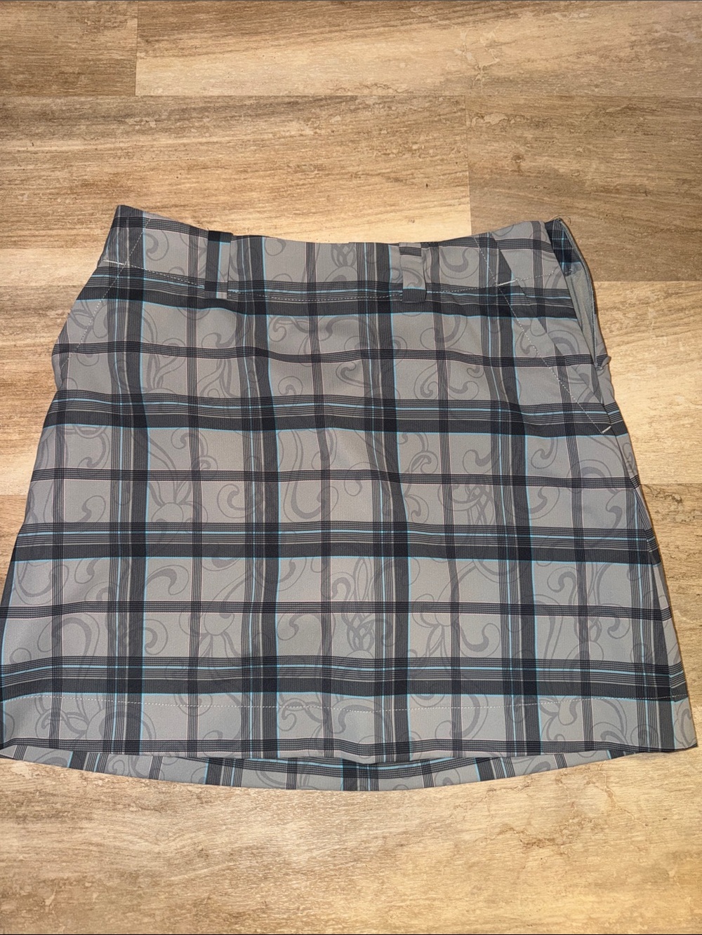 Women’s Gray Plaid golf Skirt with Blue Accents
